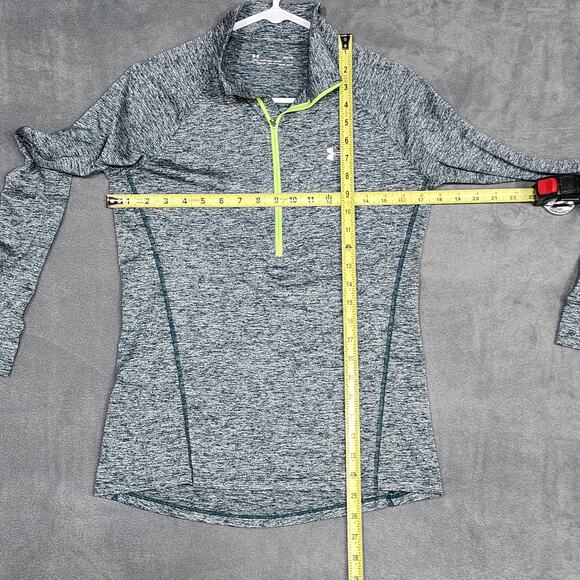 Under Armour 1/4 Zip Top Long Sleeve Heat Gear Heather Gray Loose Fit Medium - Picture 9 of 10